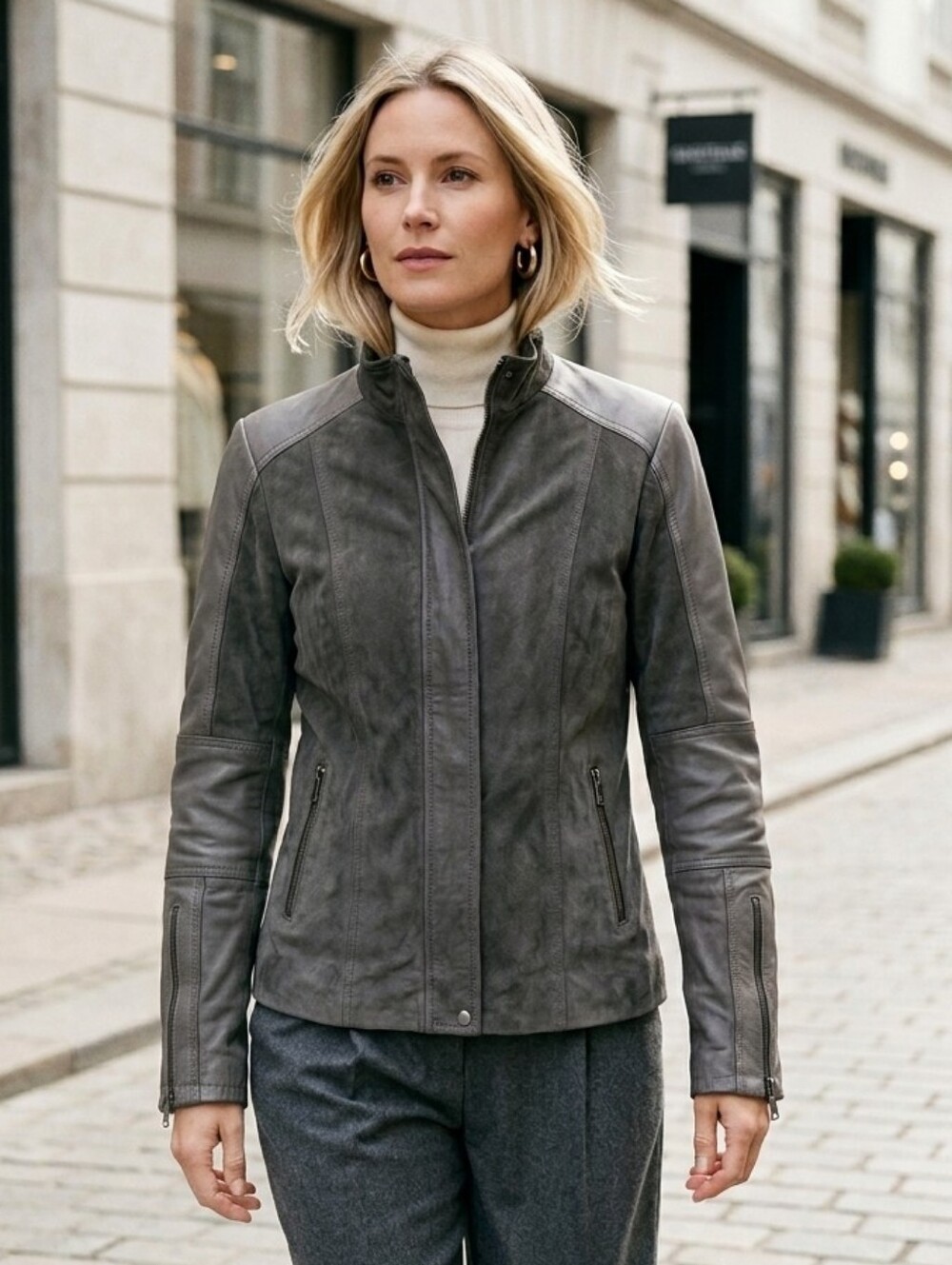 Danier L Quiet Luxury 90s Contemporary Biker Thinsulate Leather Suede Jacket